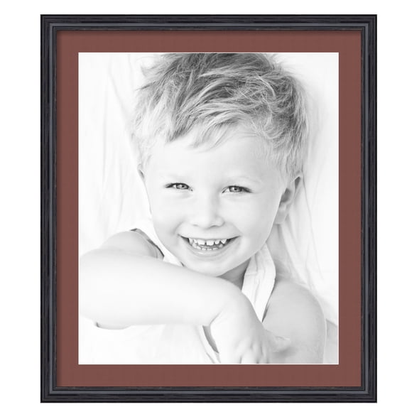ArtToFrames 24x28" Matted Picture Frame with 20x24" Single Mat Photo Opening Framed in 1.25" Black Stain on Solid Red Oak and 2" Brique Mat (FWM-4083-24x28)