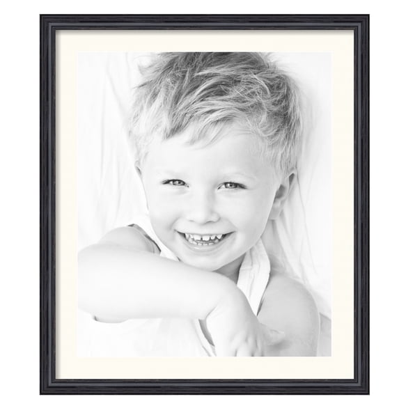 ArtToFrames 24x28" Matted Picture Frame with 20x24" Single Mat Photo Opening Framed in 1.25" Black Stain on Solid Red Oak and 2" Chantilly Mat (FWM-4083-24x28)