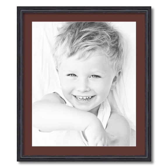 ArtToFrames 24x28 Matted Picture Frame with 20x24 Single Mat Photo Opening Framed in 1.25 Black Stain on Solid Red Oak and 2 Maroon Mat (FWM-4083-24x28)