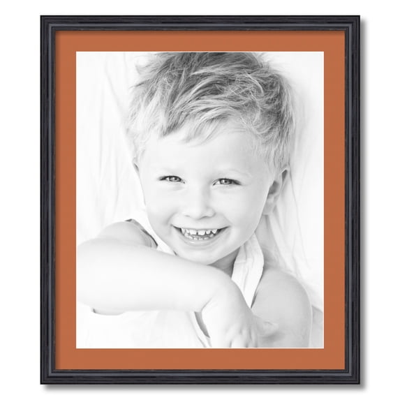 ArtToFrames 24x28 Matted Picture Frame with 20x24 Single Mat Photo Opening Framed in 1.25 Black Stain on Solid Red Oak and 2 Red Orange Mat (FWM-4083-24x28)