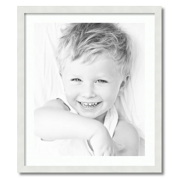 ArtToFrames 24x28" Matted Picture Frame with 20x24" Single Mat Photo Opening Framed in 1.25" Satin White Frame and 2" Super White Mat (FWM-3966-24x28)