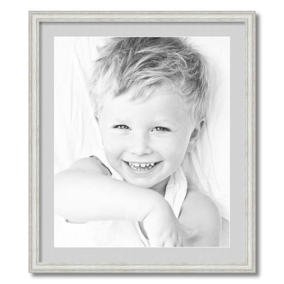 ArtToFrames 24x28 Matted Picture Frame with 20x24 Single Mat Photo Opening Framed in 1.25 Off White Wash on Ash and 2 Candlewick Mat (FWM-4098-24x28)