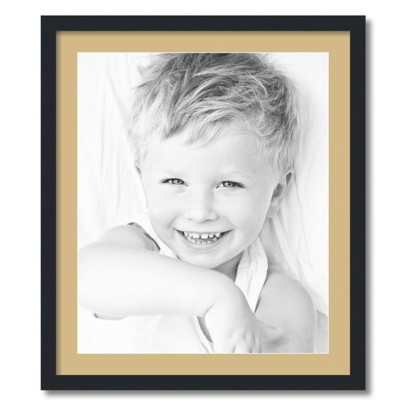 ArtToFrames 24x28 Matted Picture Frame with 20x24 Single Mat Photo Opening Framed in 1.25 Satin Black and 2 Autumn Gold Mat (FWM-3926-24x28)