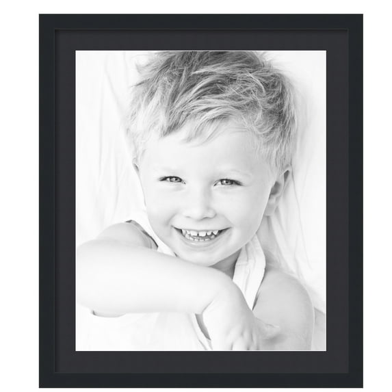 ArtToFrames 24x28" Matted Picture Frame with 20x24" Single Mat Photo Opening Framed in 1.25" Satin Black and 2" Black Mat (FWM-3926-24x28)