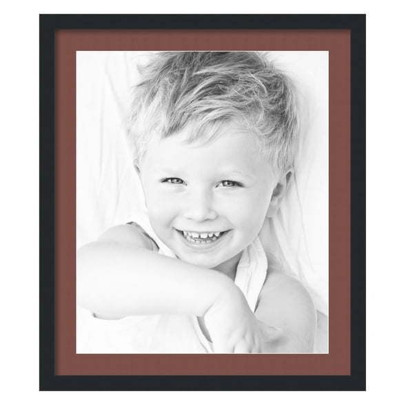 ArtToFrames 24x28" Matted Picture Frame with 20x24" Single Mat Photo Opening Framed in 1.25" Satin Black and 2" Brique Mat (FWM-3926-24x28)