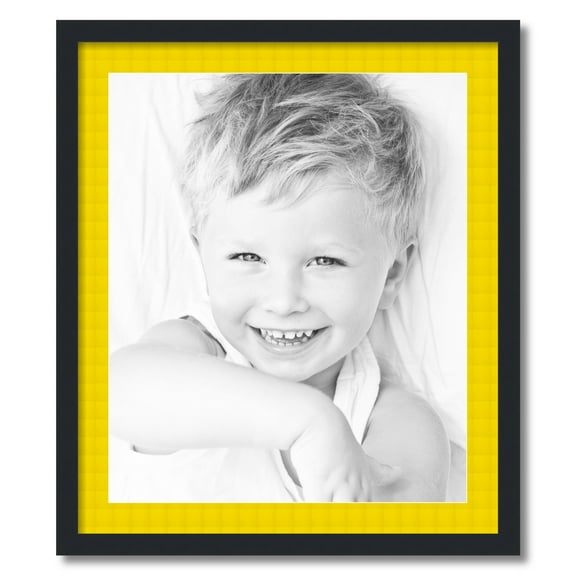 ArtToFrames 24x28" Matted Picture Frame with 20x24" Single Mat Photo Opening Framed in 1.25" Satin Black and 2" Canary Mat (FWM-3926-24x28)