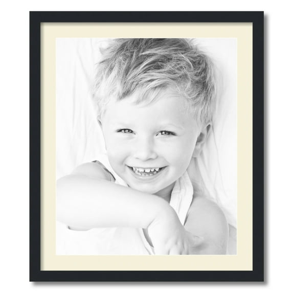 ArtToFrames 24x28 Matted Picture Frame with 20x24 Single Mat Photo Opening Framed in 1.25 Satin Black and 2 Ivory Mat (FWM-3926-24x28)
