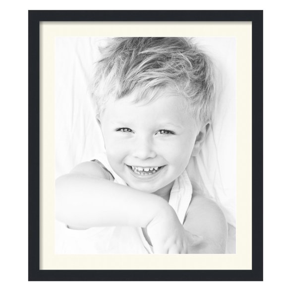 ArtToFrames 24x28" Matted Picture Frame with 20x24" Single Mat Photo Opening Framed in 1.25" Satin Black and 2" Off White Mat (FWM-3926-24x28)