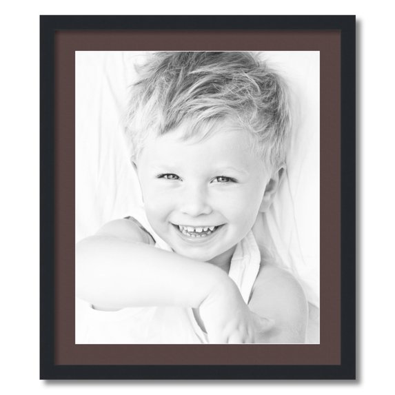 ArtToFrames 24x28 Matted Picture Frame with 20x24 Single Mat Photo Opening Framed in 1.25 Satin Black and 2 Peat Mat (FWM-3926-24x28)