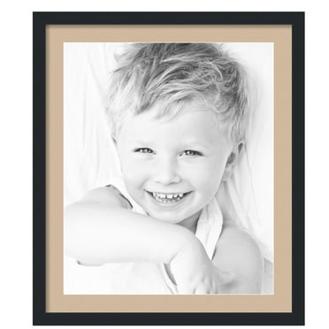 ArtToFrames 24x28" Matted Picture Frame with 20x24" Single Mat Photo Opening Framed in 1.25" Satin Black and 2" Scotch Mist Mat (FWM-3926-24x28)