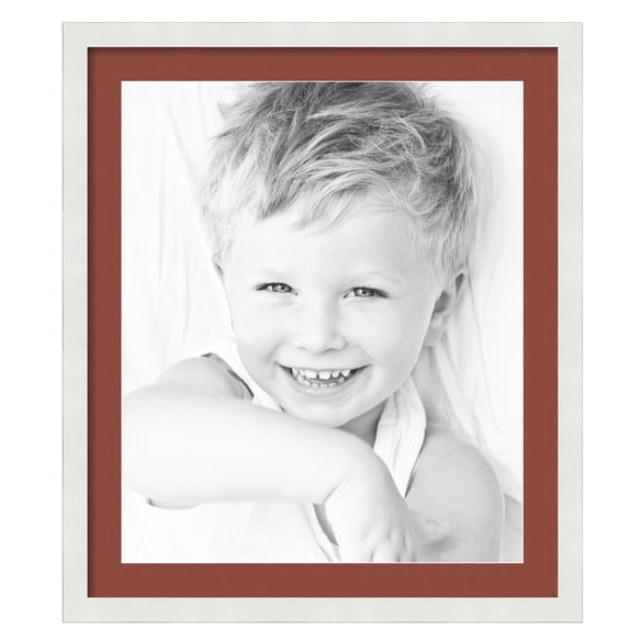ArtToFrames 24x28" Matted Picture Frame with 20x24" Single Mat Photo Opening Framed in 1.25" Satin White Frame and 2" Cognac Mat (FWM-3966-24x28)