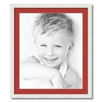 ArtToFrames 24x28 Matted Picture Frame with 20x24 Single Mat Photo Opening Framed in 1.25 Satin White Frame and 2 Deep Red Mat (FWM-3966-24x28)