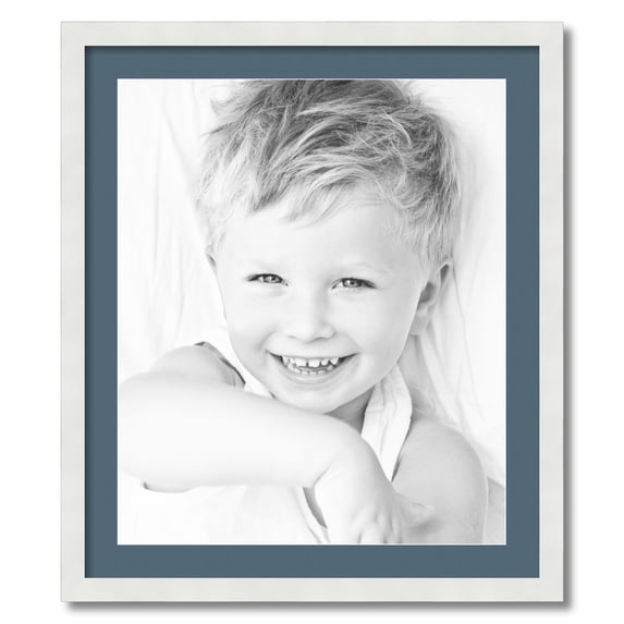 ArtToFrames 24x28" Matted Picture Frame with 20x24" Single Mat Photo Opening Framed in 1.25" Satin White Frame and 2" Dutch Blue Mat (FWM-3966-24x28)