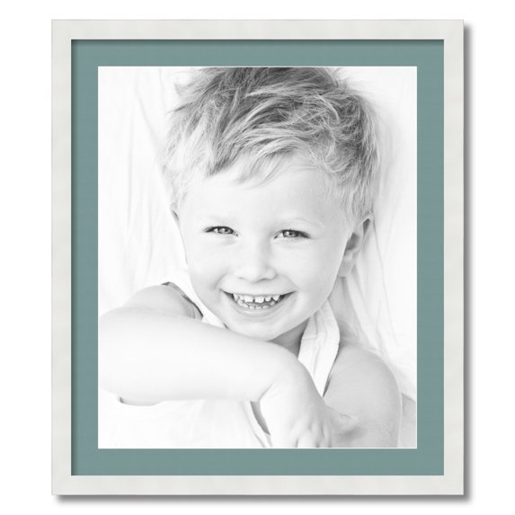 ArtToFrames 24x28 Matted Picture Frame with 20x24 Single Mat Photo Opening Framed in 1.25 Satin White Frame and 2 Nile Green Mat (FWM-3966-24x28)