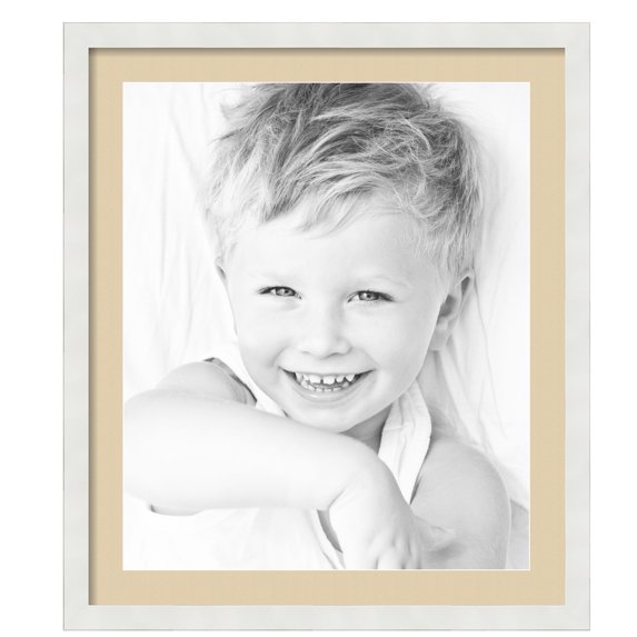 ArtToFrames 24x28" Matted Picture Frame with 20x24" Single Mat Photo Opening Framed in 1.25" Satin White Frame and 2" Seaside Mat (FWM-3966-24x28)