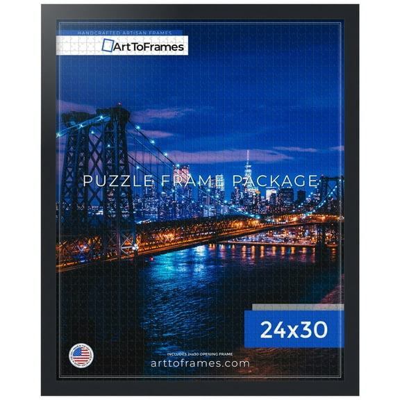 ArtToFrames 24x30 Inch - 61x76.2 CM Black Puzzle Frame for 1000 piece Puzzles.1.25 Inch Custom MDF Puzzle Frames, Black - Comes with Economy Acrylic