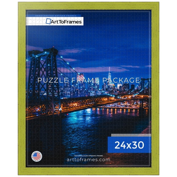 ArtToFrames 24x30 Inch - 61x76.2 CM Green Puzzle Frame for 1000 piece Puzzles.1.50 Inch Custom Wood Puzzle Frames, Modern Green - Comes with Economy Acrylic
