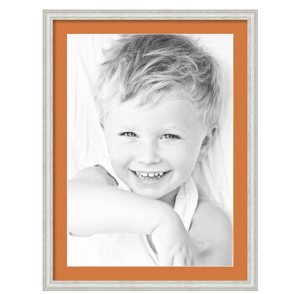 ArtToFrames 24x32" Matted Picture Frame with 20x28" Single Mat Photo Opening Framed in 1.25" Off White Wash on Ash and 2" Octoberfest Mat (FWM-4098-24x32)