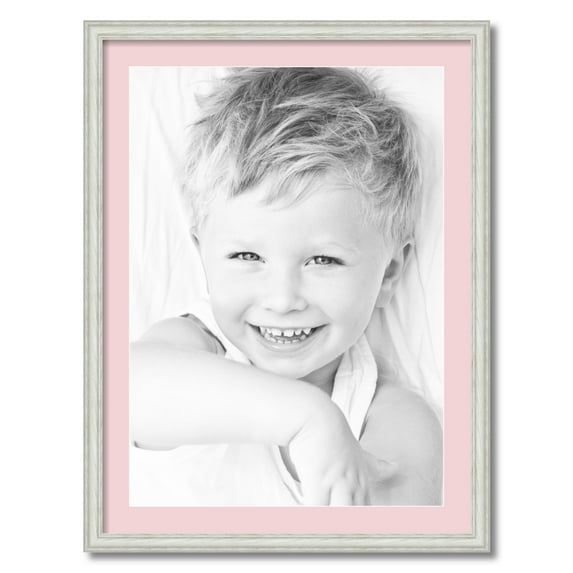ArtToFrames 24x32 Matted Picture Frame with 20x28 Single Mat Photo Opening Framed in 1.25 Off White Wash on Ash and 2 Hollyhock Mat (FWM-4098-24x32)