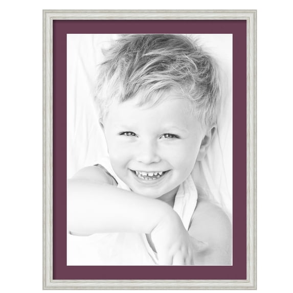 ArtToFrames 24x32" Matted Picture Frame with 20x28" Single Mat Photo Opening Framed in 1.25" Off White Wash on Ash and 2" Ruby Mat (FWM-4098-24x32)