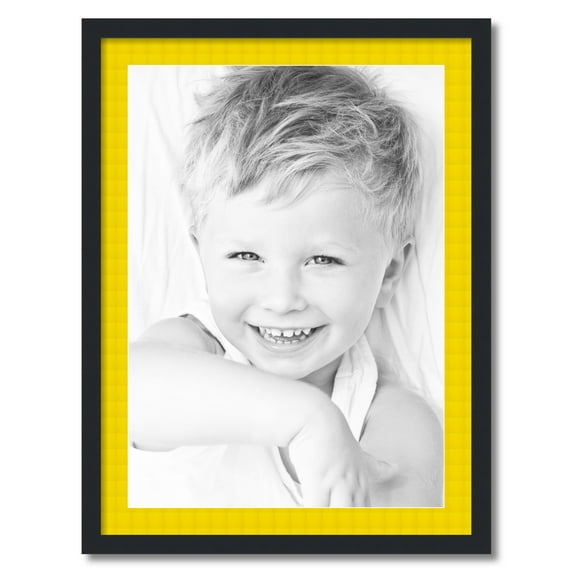 ArtToFrames 24x32" Matted Picture Frame with 20x28" Single Mat Photo Opening Framed in 1.25" Satin Black and 2" Canary Mat (FWM-3926-24x32)