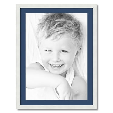 ArtToFrames 24x32 Matted Picture Frame with 20x28 Single Mat Photo Opening Framed in 1.25 Satin White Frame and 2 Delft Blue Mat (FWM-3966-24x32)