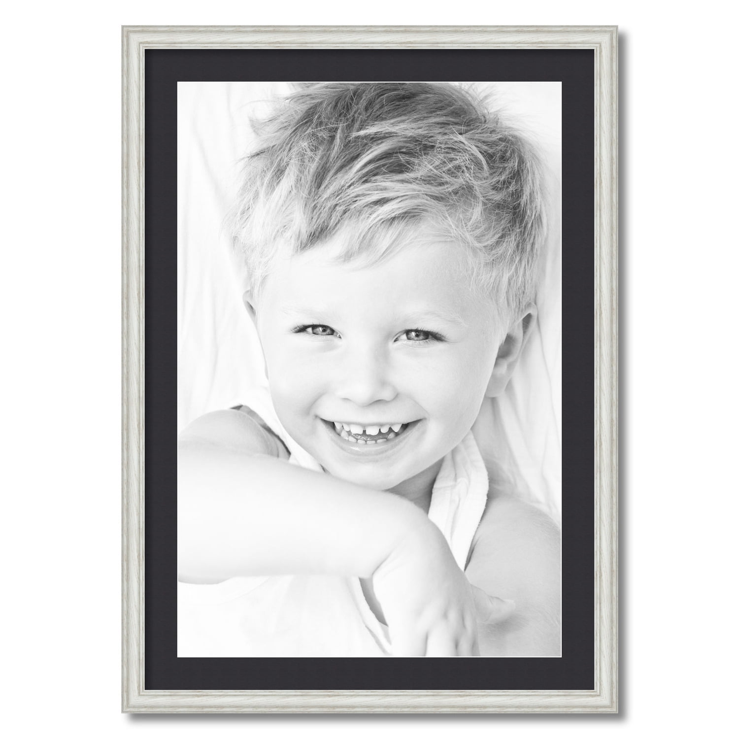 ArtToFrames 24x34 inch Off White Wash on Ash Picture Frame Matted selling with 2 Inch Single Mat for 20x30 Photos, Over 62 Colors, 4098-20x30