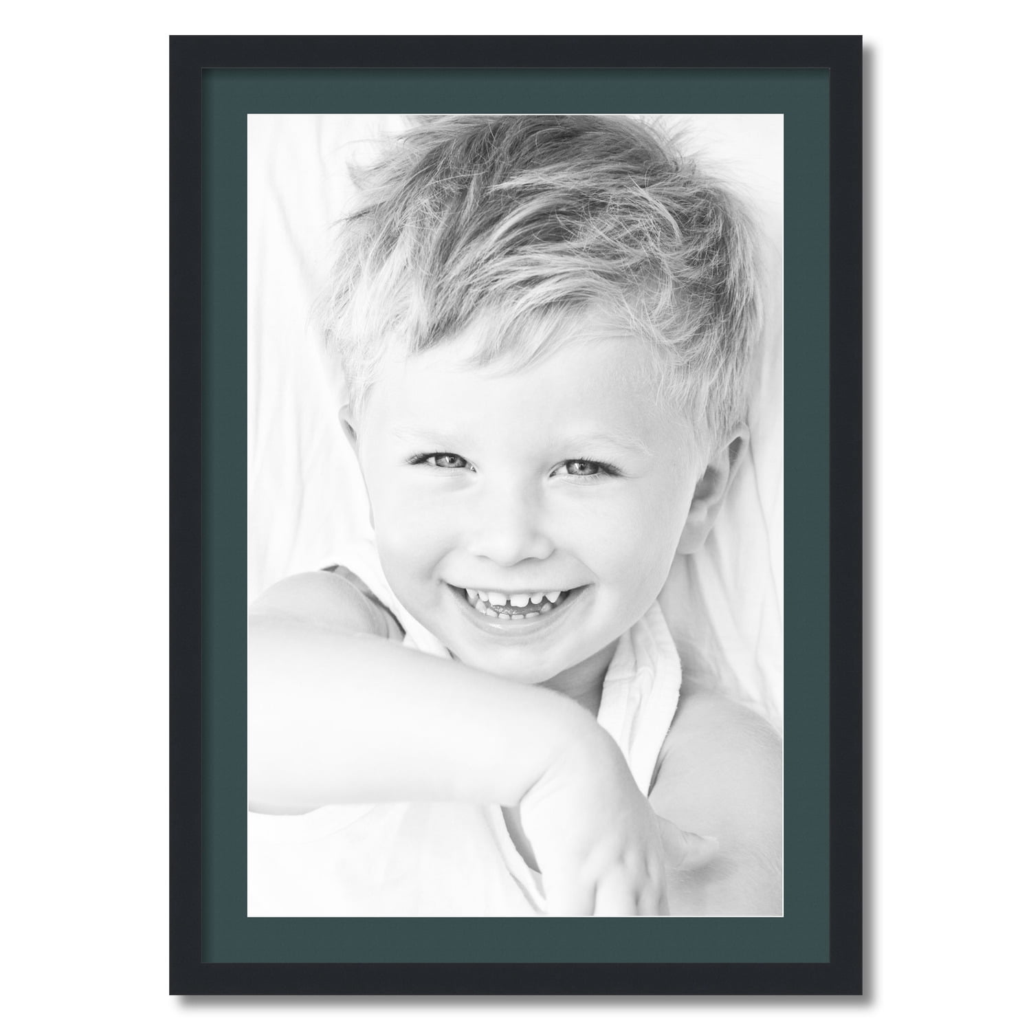 ArtToFrames 24x34 Matted Picture Frame with 20x30 Single Mat Photo Opening  Framed in 1.25 Satin Black and 2 Evergreen Mat (FWM-3926-24x34)