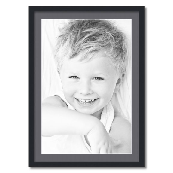 ArtToFrames 24x34 Matted Picture Frame with 20x30 Single Mat Photo Opening Framed in 1.25 Satin Black and 2 Mountain Grey Mat (FWM-3926-24x34)