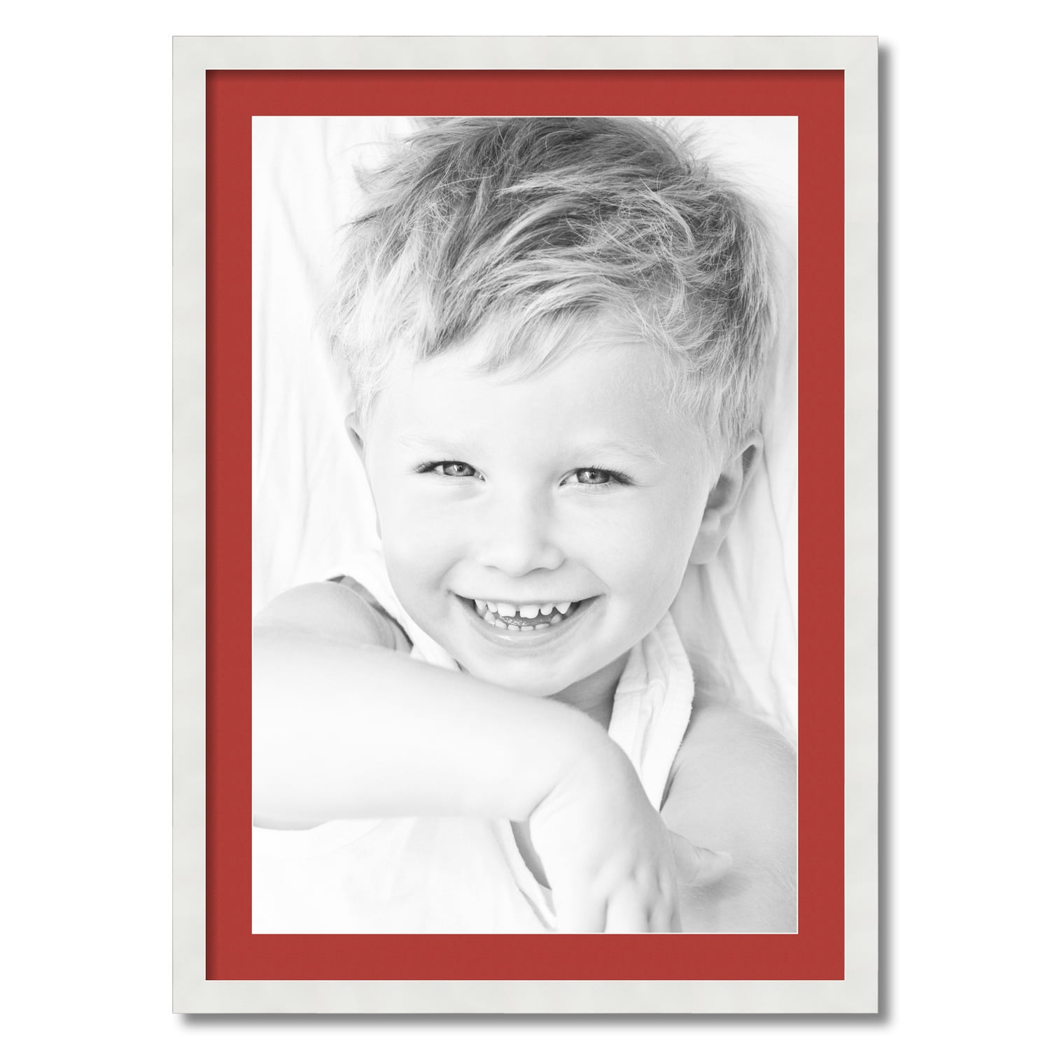 24x34 White and Deep Red Matted Picture Frame
