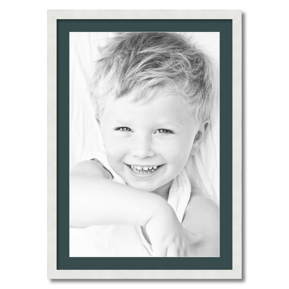 ArtToFrames 24x34 Matted Picture Frame with 20x30 Single Mat Photo Opening Framed in 1.25 Satin White Frame and 2 Evergreen Mat (FWM-3966-24x34)