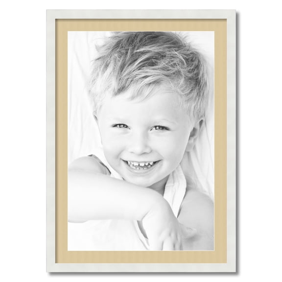 ArtToFrames 24x34 Matted Picture Frame with 20x30 Single Mat Photo Opening Framed in 1.25 Satin White Frame and 2 Green Whisper Mat (FWM-3966-24x34)