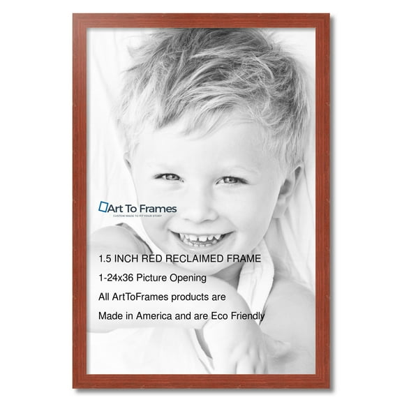 ArtToFrames 24x36 Inch Real Reclaimed Red Barnwood Picture Frame, This Red Wood Poster Frame is Great for Your Art or Photos, Comes with 060 Plexi Glass (4814)