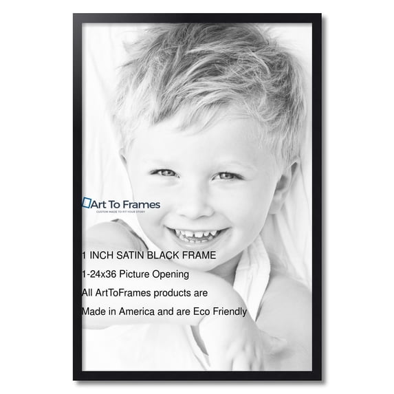 ArtToFrames 24x36 Inch Satin Black Picture Frame, This Black Wood Poster Frame is Great for Your Art or Photos, Comes with 060 Plexi Glass (4654)
