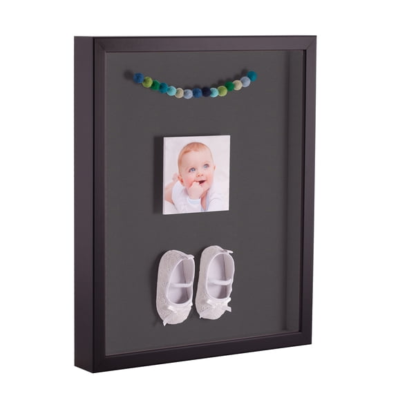 ArtToFrames 24x36 Inch Shadow Box Picture Frame, with a Satin Black Tall 1 Wide Shadowbox frame and Charcoal Mat Backing (4654)