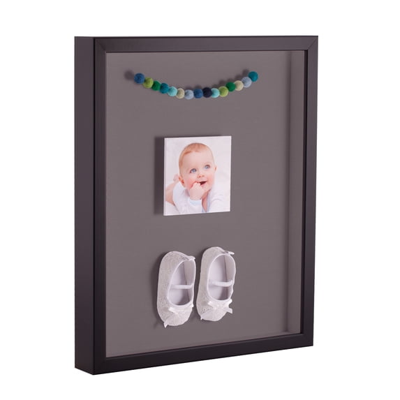 ArtToFrames 24x36 Inch Shadow Box Picture Frame, with a Satin Black Tall 1 Wide Shadowbox frame and Pewter Mat Backing (4654)