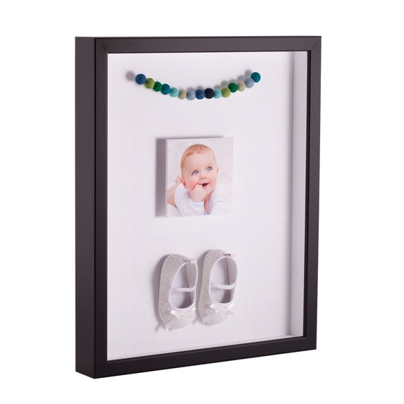 ArtToFrames 24x36 Inch Shadow Box Picture Frame, with a Satin Black Tall 1 Wide Shadowbox frame and Super White Mat Backing (4654)