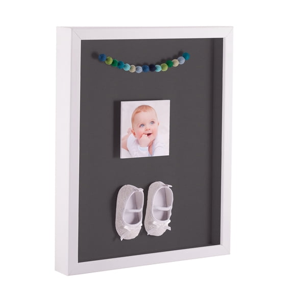 ArtToFrames 24x36 Inch Shadow Box Picture Frame, with a Satin White 1 Wide Shadowbox frame and Charcoal Mat Backing (4655)
