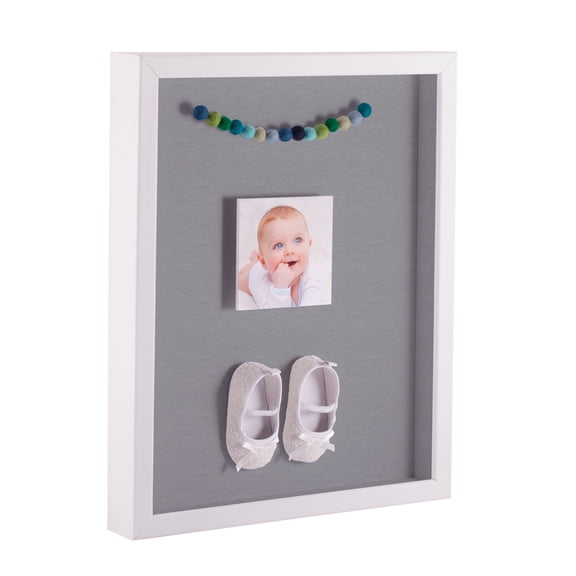 ArtToFrames 24x36 Inch Shadow Box Picture Frame, with a Satin White 1 Wide Shadowbox frame and Silver Mat Backing (4655)