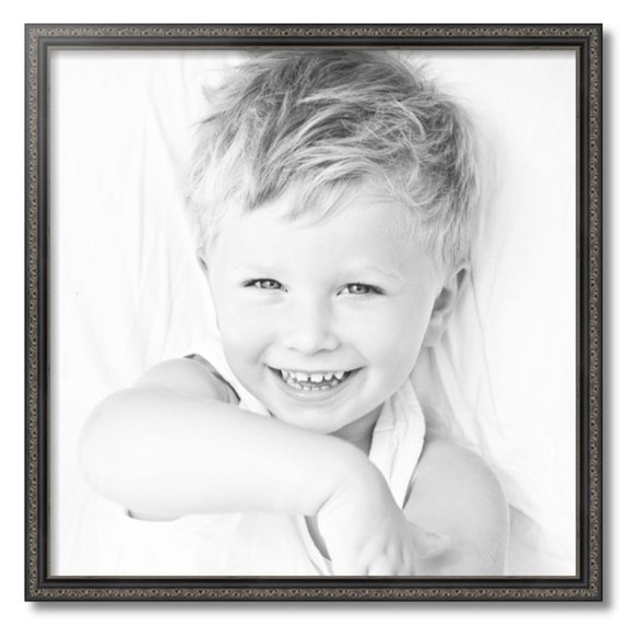 ArtToFrames 25x25 inch Antique Black Picture Frame, Black 25" x 25" Wood Poster Frame (WOM-5106) 1234