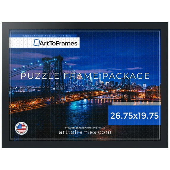 ArtToFrames 26.75x19.75 Inch - 68x50 CM Black Puzzle Frame for 1000 piece Puzzles.1.25 Inch Custom MDF Puzzle Frames, Soft Black - Comes with Economy Acrylic