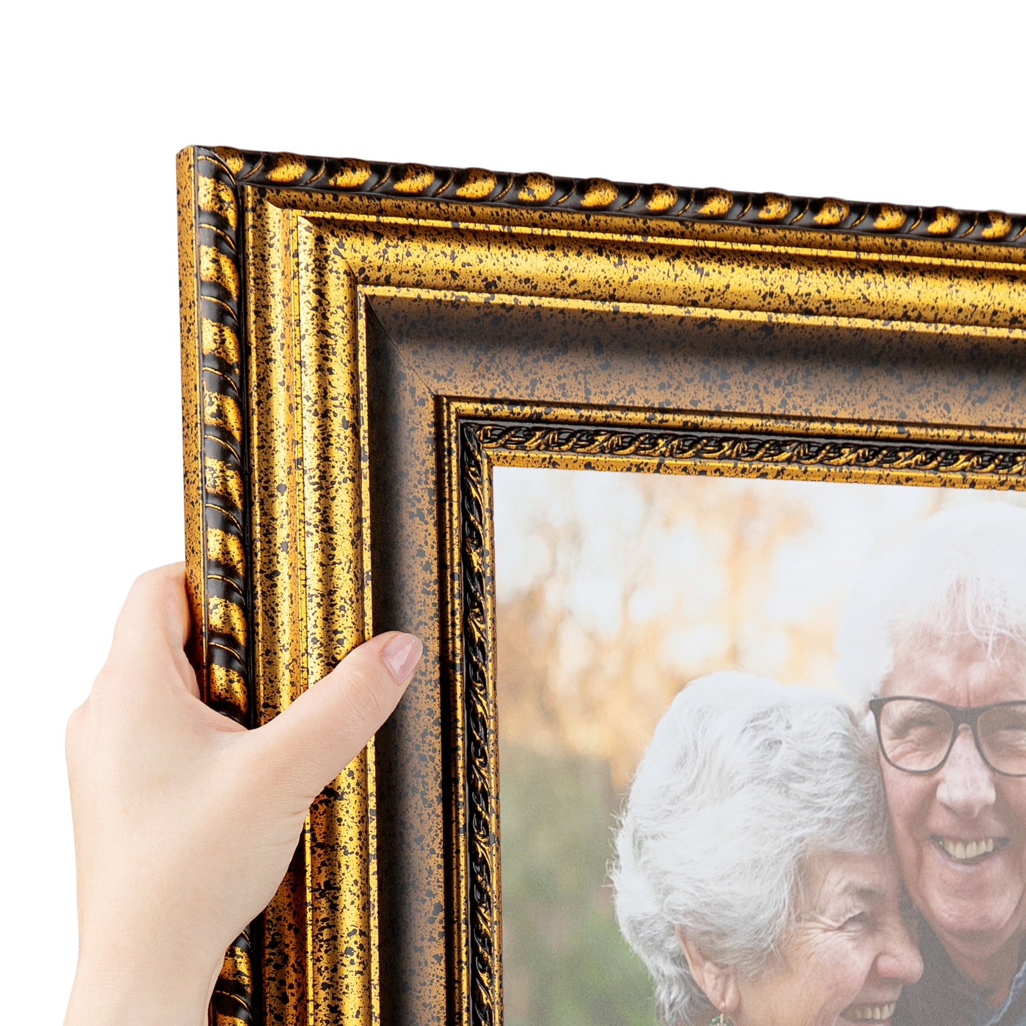 NiRa Massief houten fotolijst 21 x 27 cm in zwart goud | kleur en grootte naar keuze | lijst voor poster | puzzel | fotocollage HD065