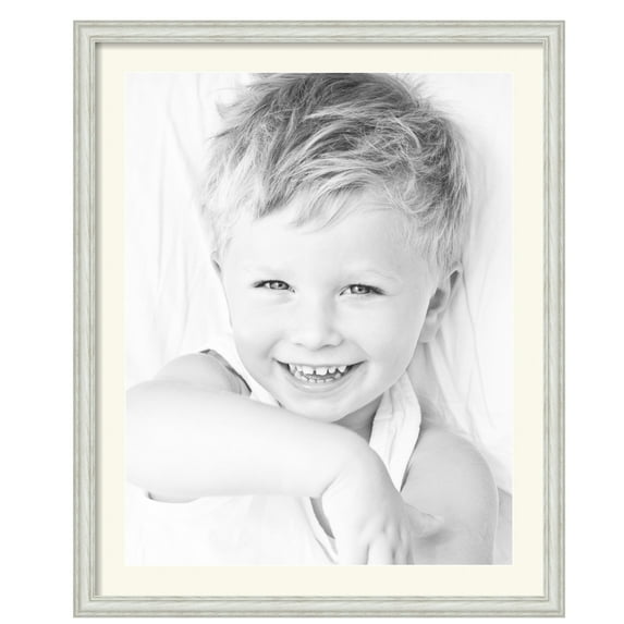 ArtToFrames 26x32" Matted Picture Frame with 22x28" Single Mat Photo Opening Framed in 1.25" Off White Wash on Ash and 2" Off White Mat (FWM-4098-26x32)