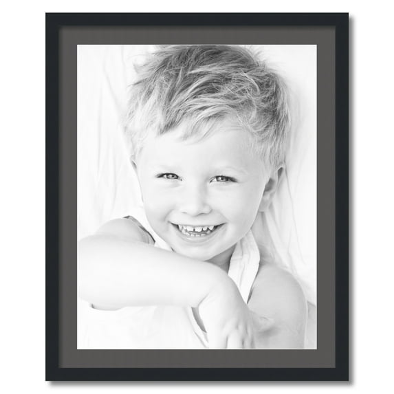 ArtToFrames 26x32" Matted Picture Frame with 22x28" Single Mat Photo Opening Framed in 1.25" Satin Black and 2" Charcoal Mat (FWM-3926-26x32)