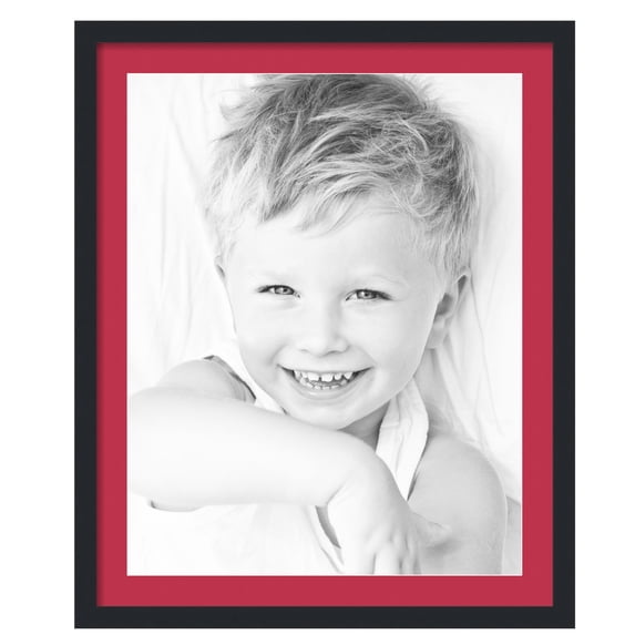 ArtToFrames 26x32" Matted Picture Frame with 22x28" Single Mat Photo Opening Framed in 1.25" Satin Black and 2" Rouge Mat (FWM-3926-26x32)