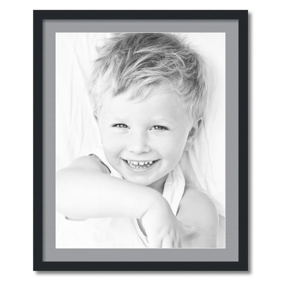 ArtToFrames 26x32 Matted Picture Frame with 22x28 Single Mat Photo Opening Framed in 1.25 Satin Black and 2 Silver Mat (FWM-3926-26x32)