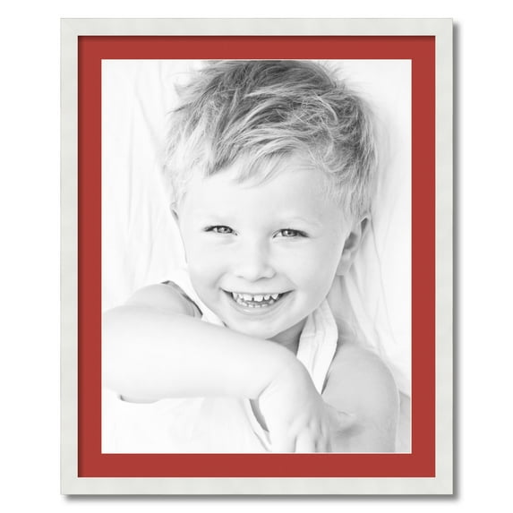 ArtToFrames 26x32 Matted Picture Frame with 22x28 Single Mat Photo Opening Framed in 1.25 Satin White Frame and 2 Deep Red Mat (FWM-3966-26x32)
