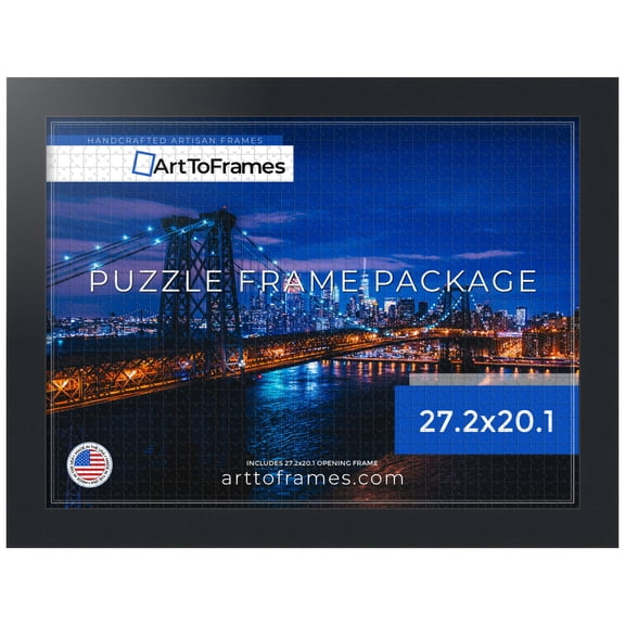 ArtToFrames 27.2x20.1 Inch - 69x51 CM Black Puzzle Frame for 631 piece Puzzles.2.00 Inch Custom MDF Puzzle Frames, Black - Comes with Economy Acrylic