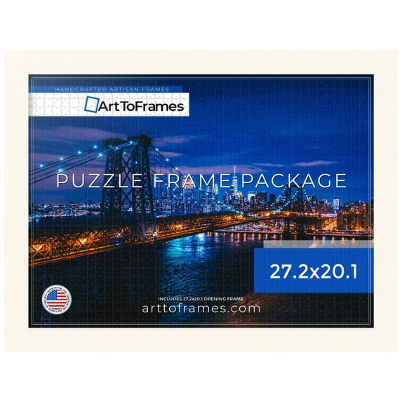 ArtToFrames 27.2x20.1 Inch - 69x51 CM White Puzzle Frame for 631 piece Puzzles.1.88 Inch Custom Wood Puzzle Frames, White - Comes with Economy Acrylic