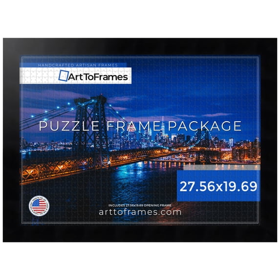 ArtToFrames 27.56x19.69 Inch - 70x50 CM Black Puzzle Frame for 1000 piece Puzzles.1.88 Inch Custom Wood Puzzle Frames, Black - Comes with Economy Acrylic